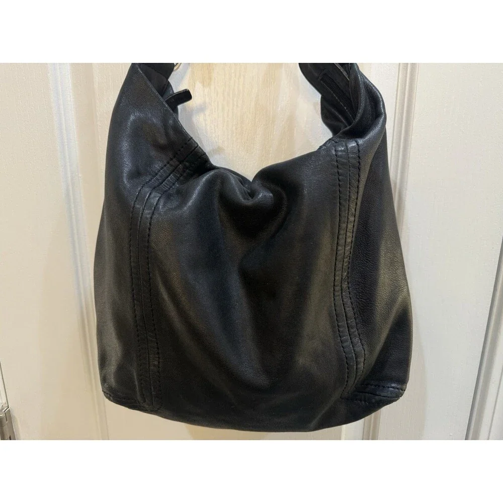 Michael Kors Black Nappa Soft Leather Slouchy Hobo Shoulder Handbag Purse